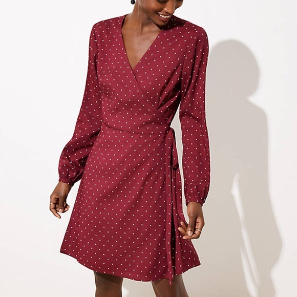 LOFT Dresses & Skirts - LOFT Burgundy Star Wrap Dress NWT
